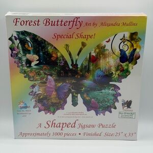 Forest Butterfly Art by Alixandra Mullins Special Shape 1000 Piece Jigsaw Puzzle